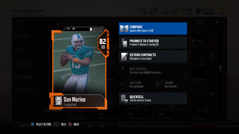 Sorry, Yu-Gi-Oh card version of Dan Marino. (Screenshot: Madden NFL 18/EA)